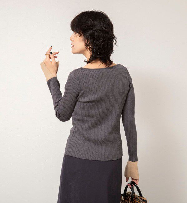 NOLLEY'S sophi「《手洗い可能》ウール混ワイドリブ袖口配色プルオーバー」|ニット・セーター|