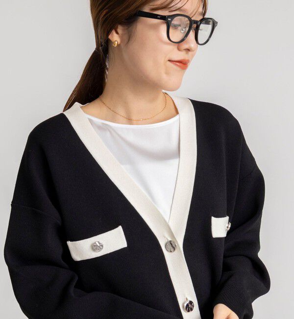 NOLLEY'S「《手洗い可能》スムース配色Vネックカーディガン」|カーディガン|