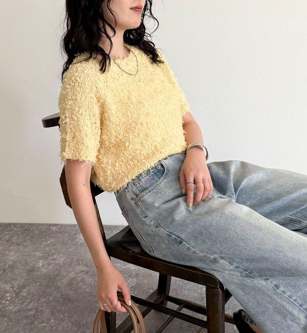 fredy emue「チュールテープ半袖ニットプルオーバー」|ニット・セーター|