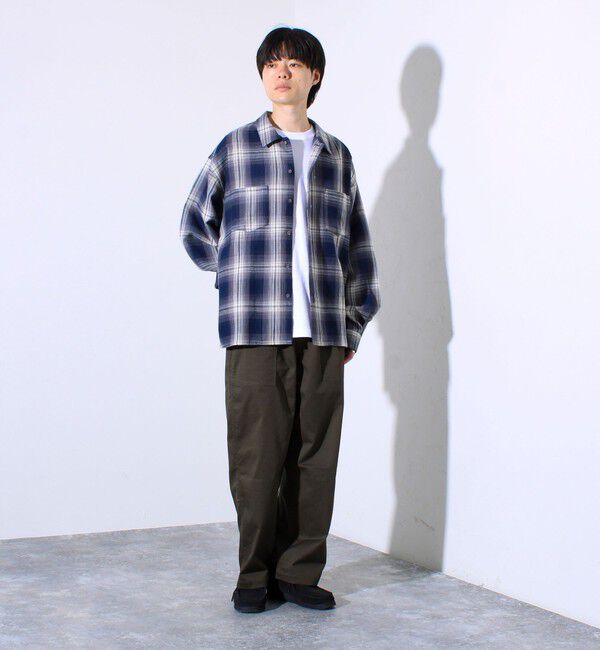 GLOSTER「【残暑にも快適なさらっとシャツ】ワッフルチェック ロングスリーブシャツ オンブレチェック」|シャツ・ブラウス|