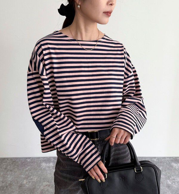 fredy emue「ボーダーハートパッチプルオーバー」|Tシャツ・カットソー|