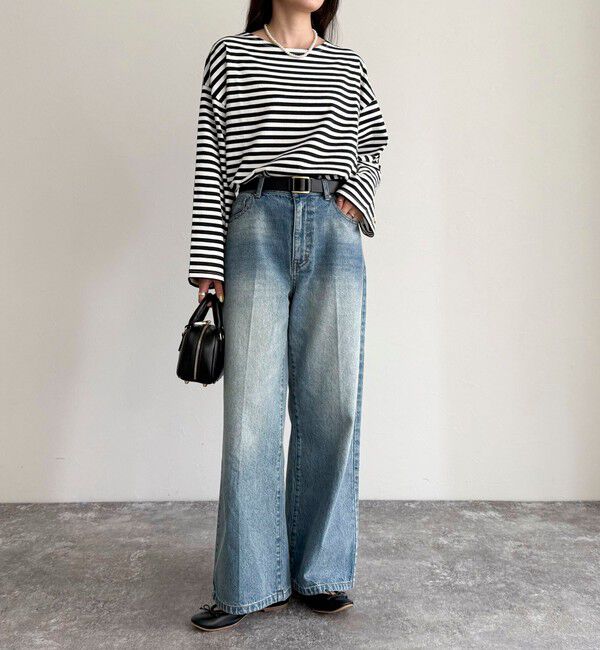 fredy emue「ボーダーハートパッチプルオーバー」|Tシャツ・カットソー|