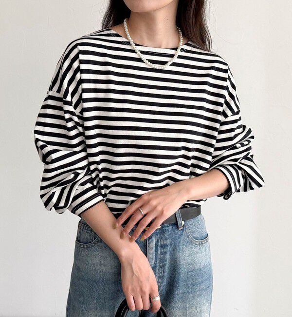 fredy emue「ボーダーハートパッチプルオーバー」|Tシャツ・カットソー|