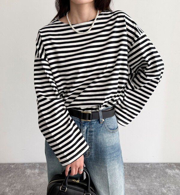 fredy emue「ボーダーハートパッチプルオーバー」|Tシャツ・カットソー|