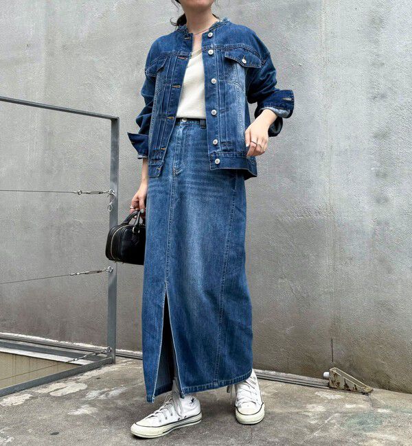 fredy emue「ノーカラーコンパクトデニムジャケット」|デニムジャケット|