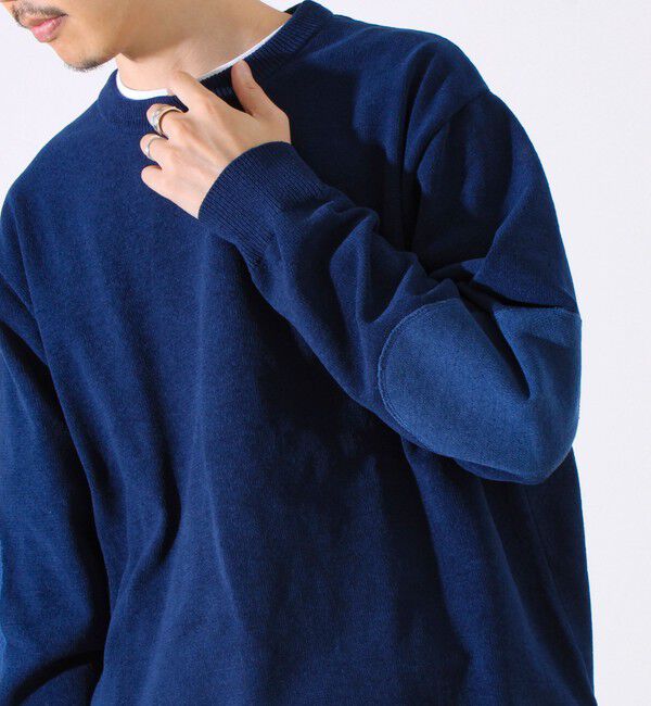 GLOSTER「【GLOSTER/グロスター】ソフトモール素材 エルボーパッチ クルーニット」|ニット・セーター|