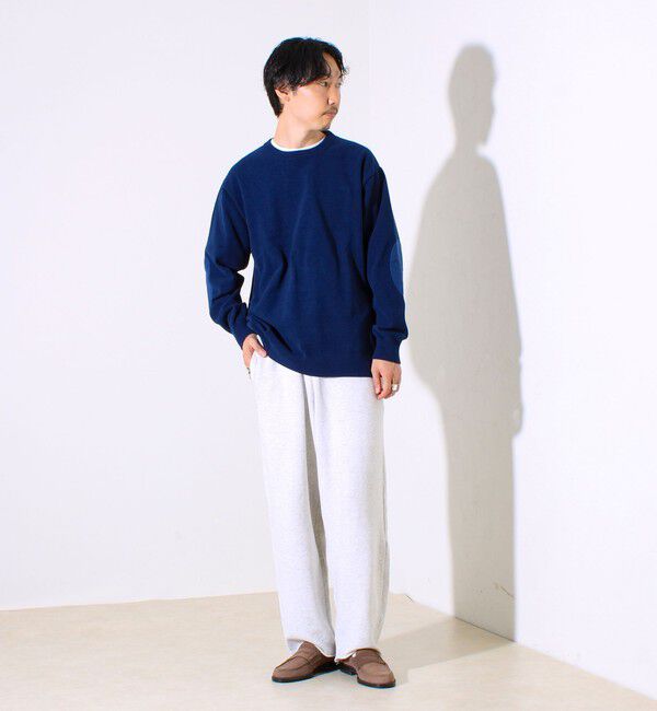 GLOSTER「【GLOSTER/グロスター】ソフトモール素材 エルボーパッチ クルーニット」|ニット・セーター|