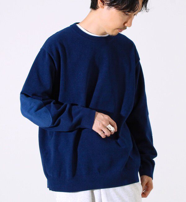 GLOSTER「【GLOSTER/グロスター】ソフトモール素材 エルボーパッチ クルーニット」|ニット・セーター|