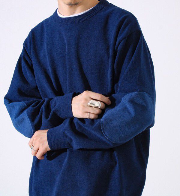 GLOSTER「【GLOSTER/グロスター】ソフトモール素材 エルボーパッチ クルーニット」|ニット・セーター|