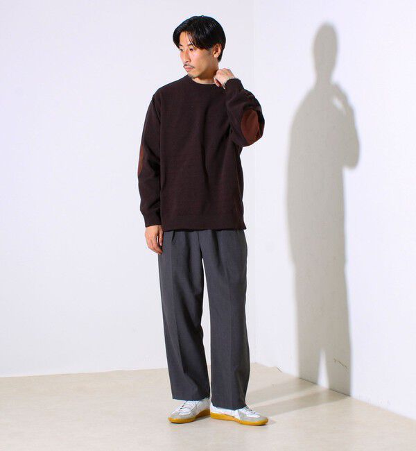 GLOSTER「【GLOSTER/グロスター】ソフトモール素材 エルボーパッチ クルーニット」|ニット・セーター|