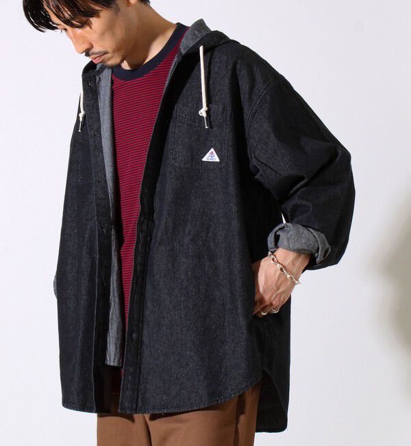GLOSTER「【GEVACO】デニムフーディーシャツ フード付きデニムシャツ」|シャツ・ブラウス|