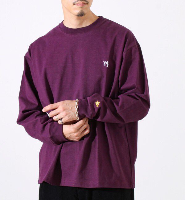GLOSTER「【夏の大ヒットが秋仕様で登場】【BOY刺繍】裏グラデーション 天竺ロンT」|Tシャツ・カットソー|パープル