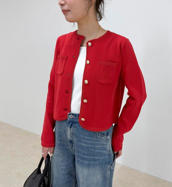 fredy emue「刺繍入りコンパクトニットジャケット」|カーディガン|