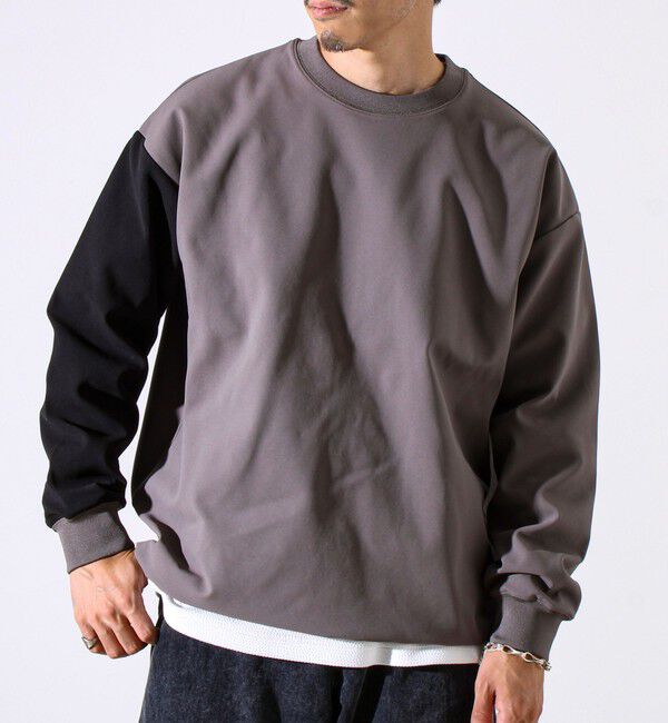 GLOSTER「【配色袖がアクセント】トリコットバイカラースリーブ プルオーバー」|スウェット・ジャージ|
