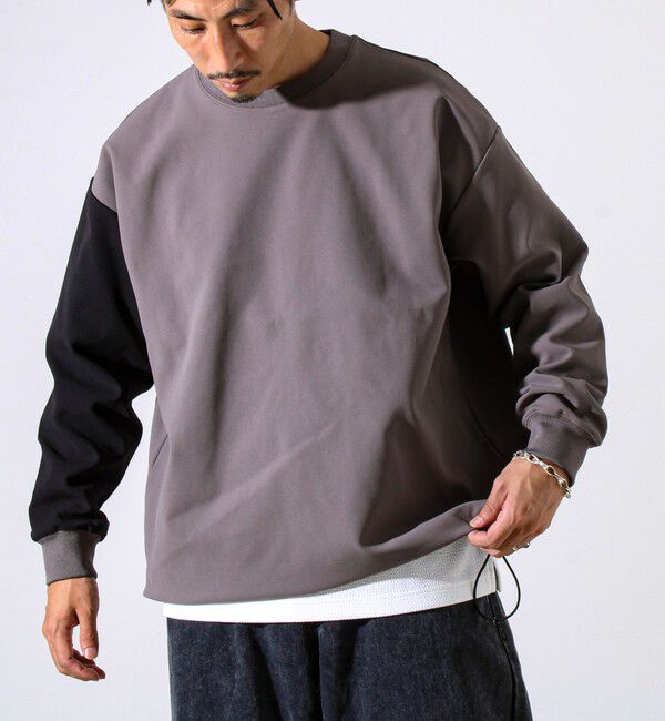 GLOSTER「【配色袖がアクセント】トリコットバイカラースリーブ プルオーバー」|スウェット・ジャージ|