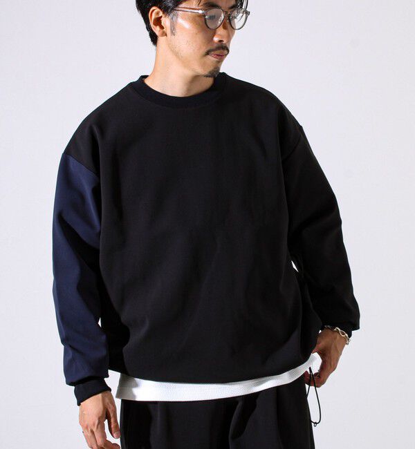 GLOSTER「【配色袖がアクセント】トリコットバイカラースリーブ プルオーバー」|スウェット・ジャージ|