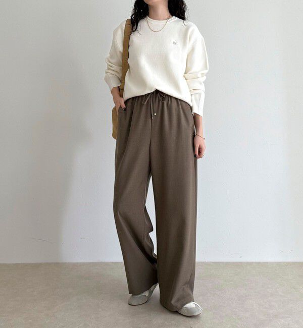 fredy emue「ウールライクイージーセミワイドパンツ」|チノ|