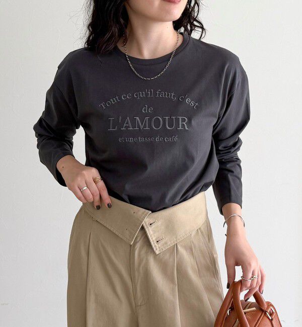 fredy emue「ワントーンロゴロンTシャツ」|Tシャツ・カットソー|チャコールグレー