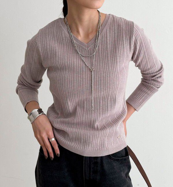 fredy emue「ちびVネックリブニットプルオーバー」|ニット・セーター|