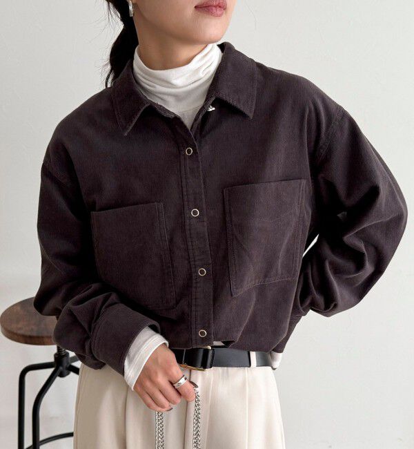 fredy emue「コーデュロイシャツ」|シャツ・ブラウス|チャコールグレー