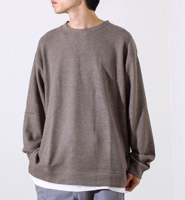 GLOSTER「【1枚でレイヤード見え】畦ニットソー裏起毛フェイクレイヤードロングスリーブ」|Tシャツ・カットソー|