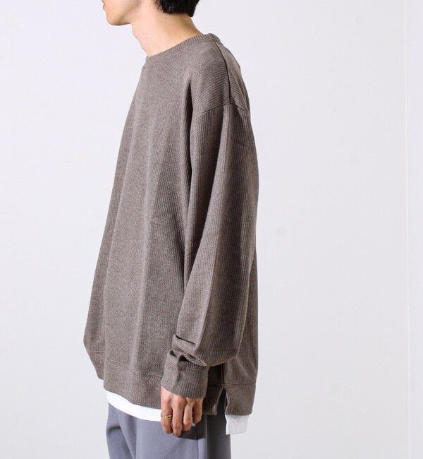 GLOSTER「【1枚でレイヤード見え】畦ニットソー裏起毛フェイクレイヤードロングスリーブ」|Tシャツ・カットソー|