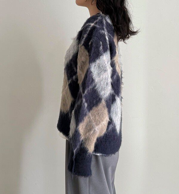 fredy emue「アーガイル柄起毛Ｖネックニット」|ニット・セーター|