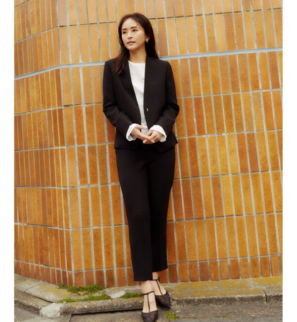 ROPE「トリアセバックサテン テーパードパンツ【オフィス/通勤/セットアップ対応】/洗える」|チノ|