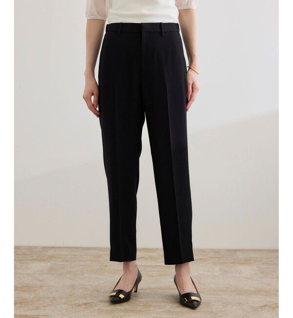 ROPE「トリアセバックサテン テーパードパンツ【オフィス/通勤/セットアップ対応】/洗える」|チノ|