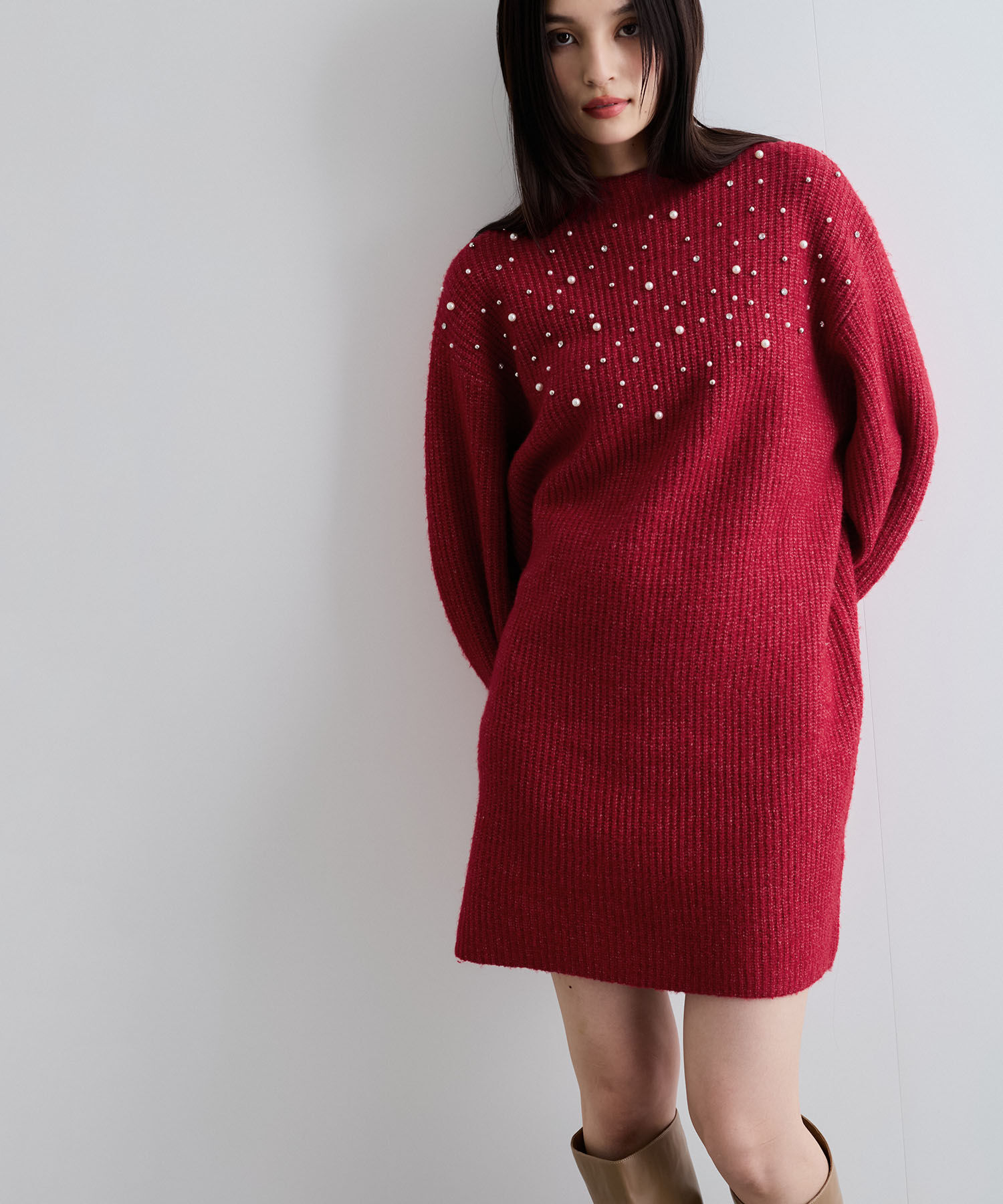 VIS「ビジュー付きニットワンピース」|ワンピース|