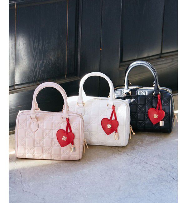 VIS「【追加】【2WAY】ハートチャームつきボストンバッグ」|ショルダー・メッセンジャー|