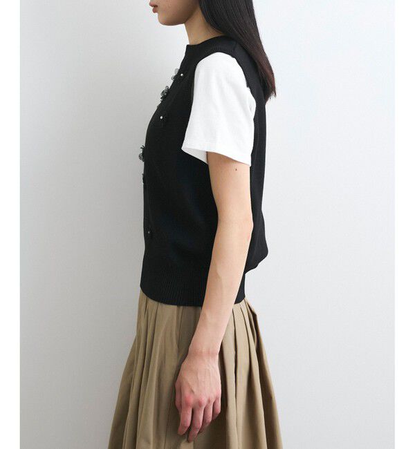 VIS「フラワーモチーフニットベスト」|ベスト・ジレ|