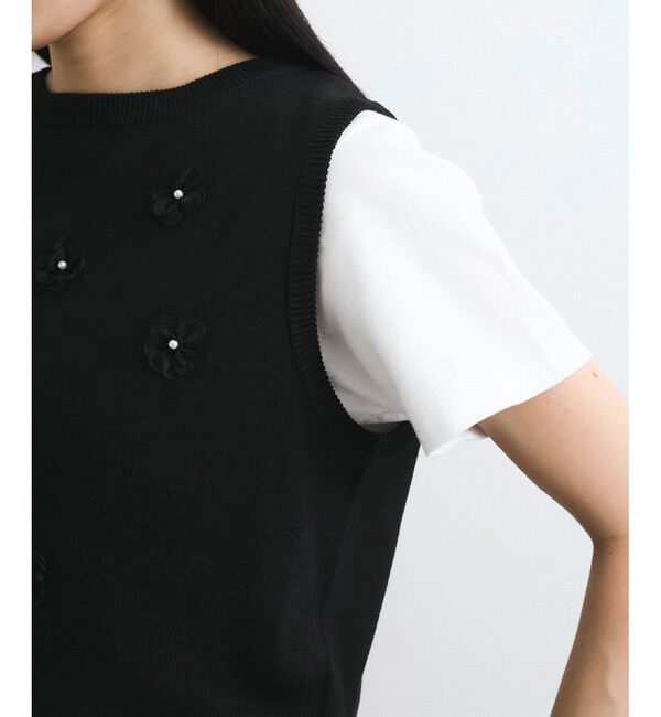 VIS「フラワーモチーフニットベスト」|ベスト・ジレ|