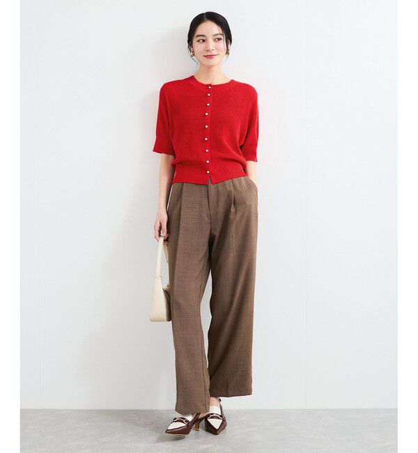 VIS「【WEB限定】多釦ハーフスリーブサマーニットカーディガン」|カーディガン|