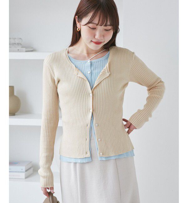 VIS「【WEB限定】フェイクレイヤードカーディガン(マルチWAY)」|カーディガン|