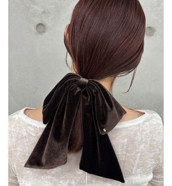 VIS「ビックベロアリボンヘアカフ」|ヘアバンド|ブラウン(20)