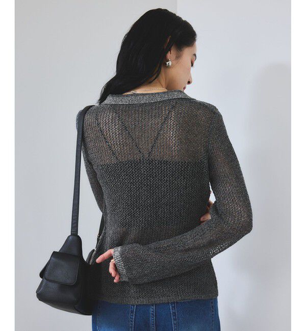 VIS「【WEB/一部店舗限定】配色ラメポロ襟カーディガン/美シルエット」|カーディガン|