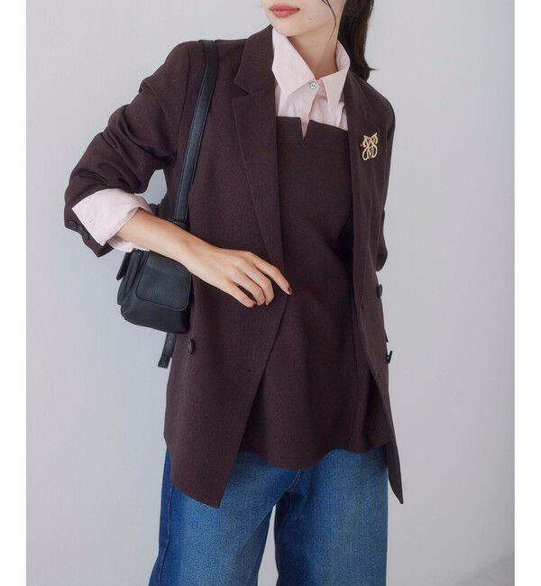 VIS「【美easy】ウーリッシュダブルブレストテーラードジャケット【セットアップ対応/洗える】」|テーラードジャケット|