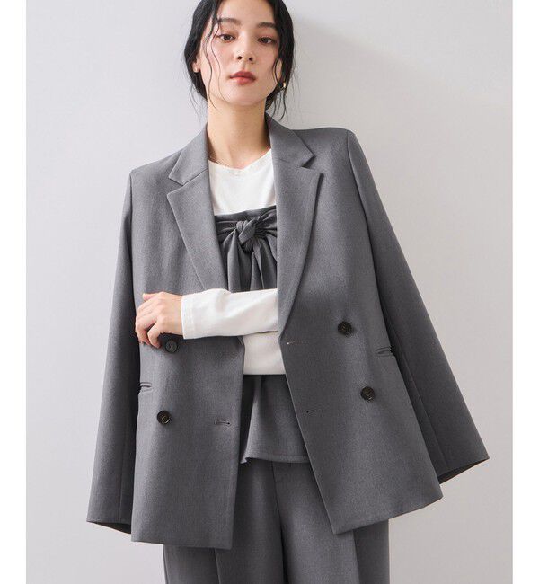 VIS「【美easy】ウーリッシュダブルブレストテーラードジャケット【セットアップ対応/洗える】」|テーラードジャケット|グレー(07)