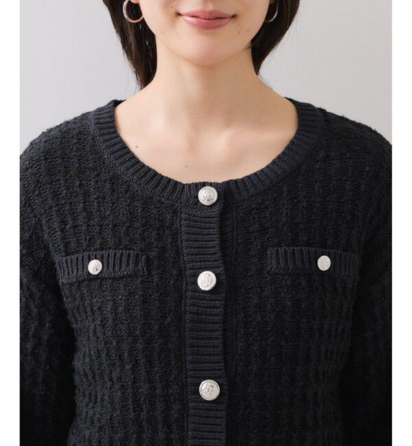 VIS「ファンシーツイードメタルボタンカーディガン」|カーディガン|