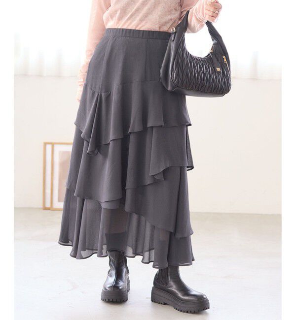 VIS「花柄アソート楊柳ティアードスカート」|スカート|