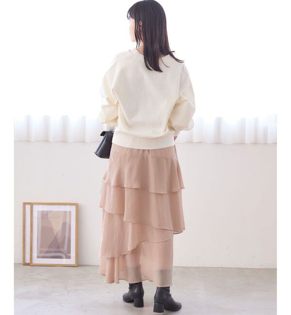 VIS「花柄アソート楊柳ティアードスカート」|スカート|