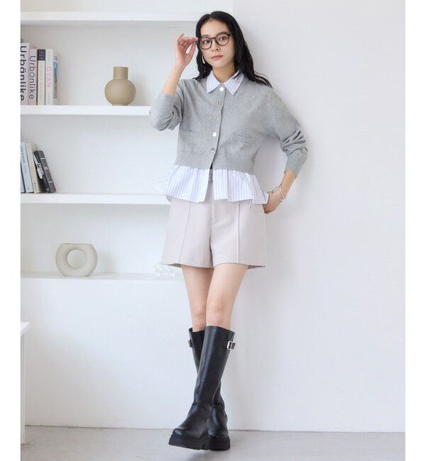 VIS「シャツレイヤード風メタルボタンカーディガン」|カーディガン|