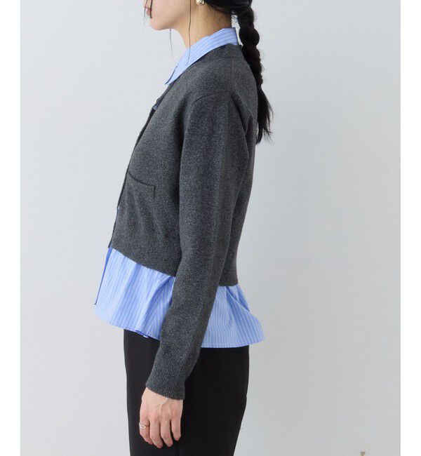 VIS「シャツレイヤード風メタルボタンカーディガン」|カーディガン|