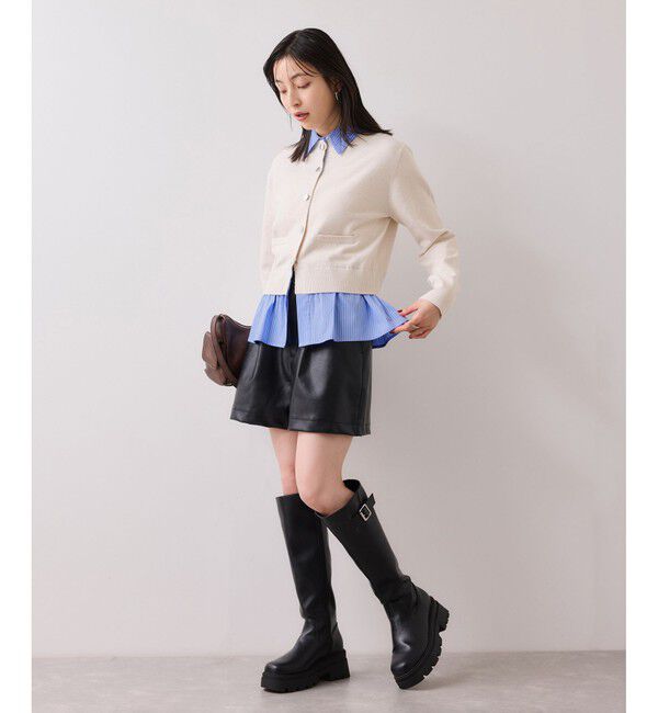 VIS「シャツレイヤード風メタルボタンカーディガン」|カーディガン|