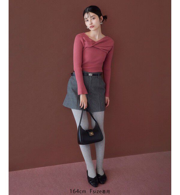 VIS「アシメねじれデザインリブニット」|ニット・セーター|