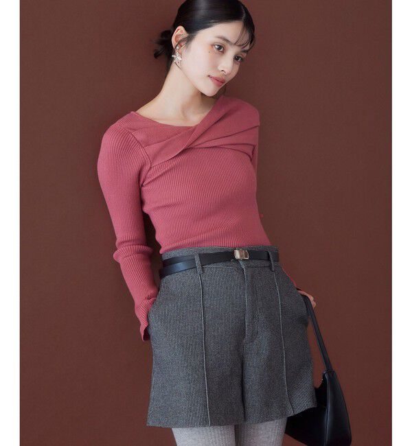 VIS「アシメねじれデザインリブニット」|ニット・セーター|