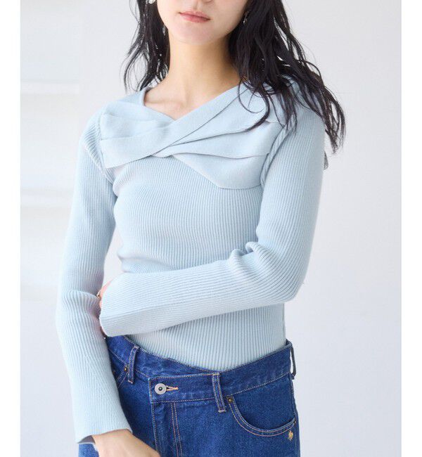 VIS「アシメねじれデザインリブニット」|ニット・セーター|