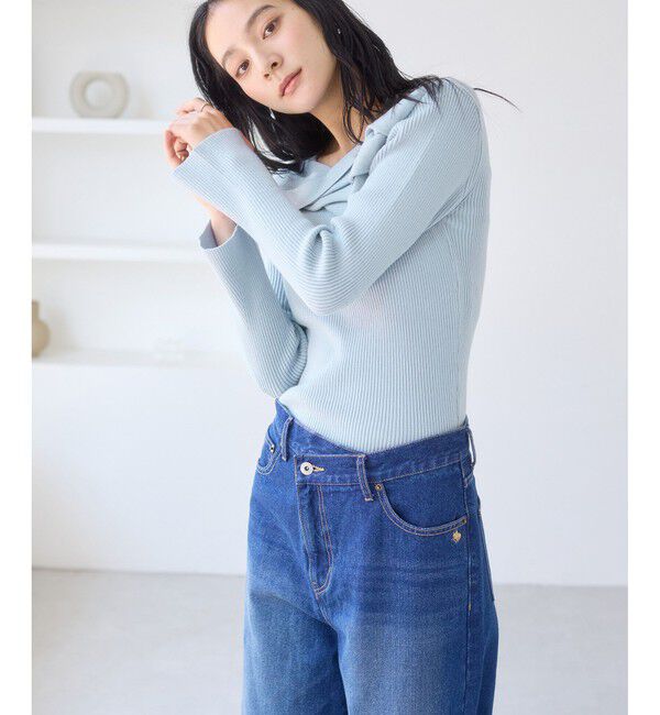 VIS「アシメねじれデザインリブニット」|ニット・セーター|