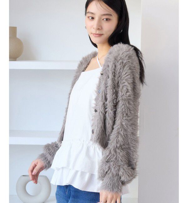 VIS「ラビットライクVネックカーディガン/イージーケア・WEB限定カラー」|カーディガン|